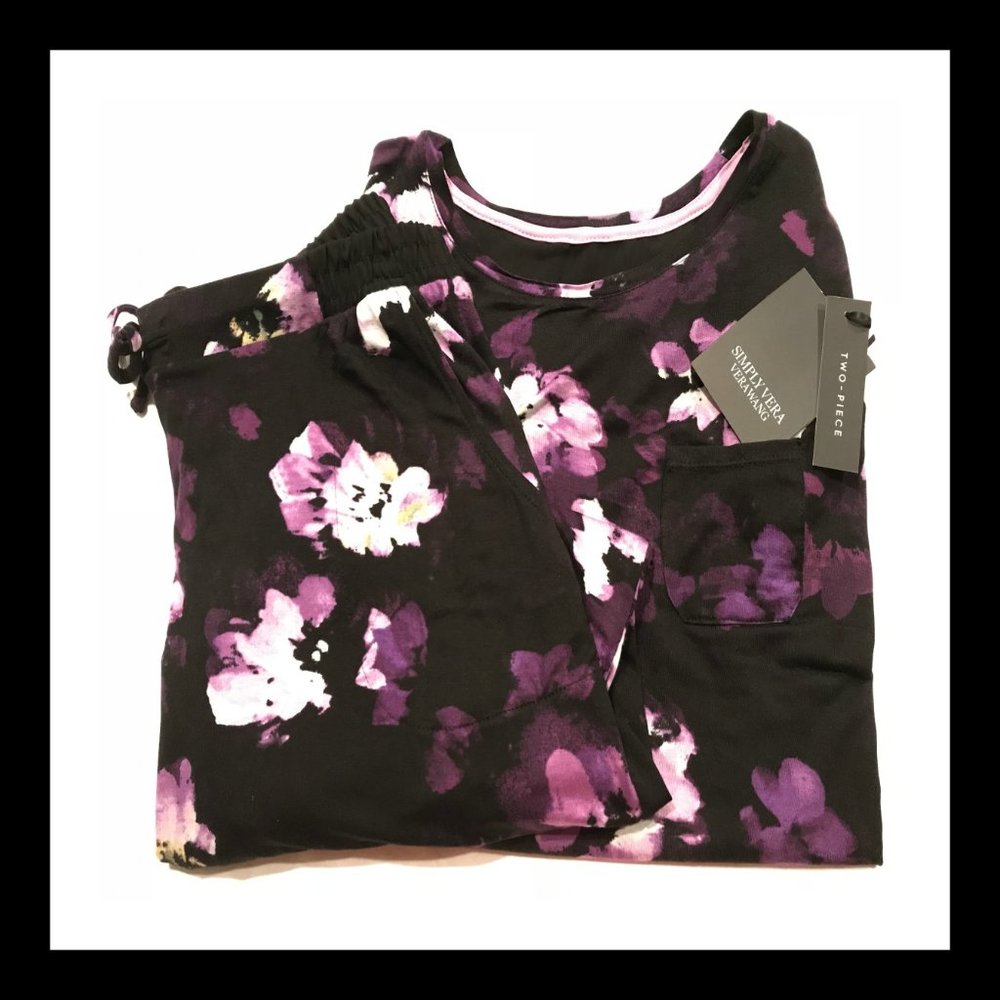 Two-Piece Purple Floral Sleepwear Set